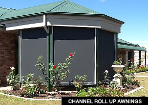 Channel roll up awnings